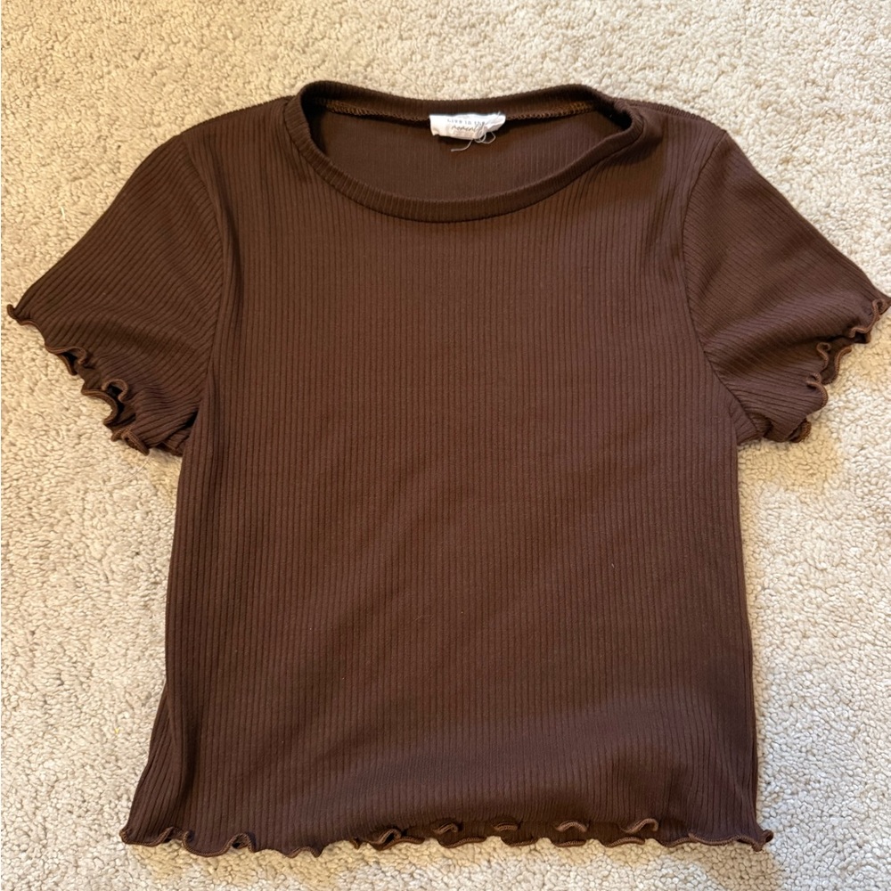 Live in the moment Brown Ruffled Women's Top